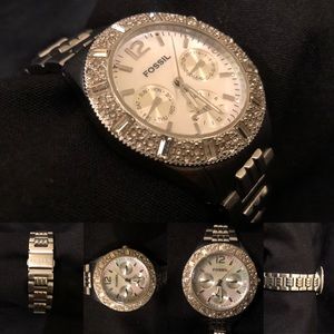 Fossil watch Pearl face and Swarovski crystals
